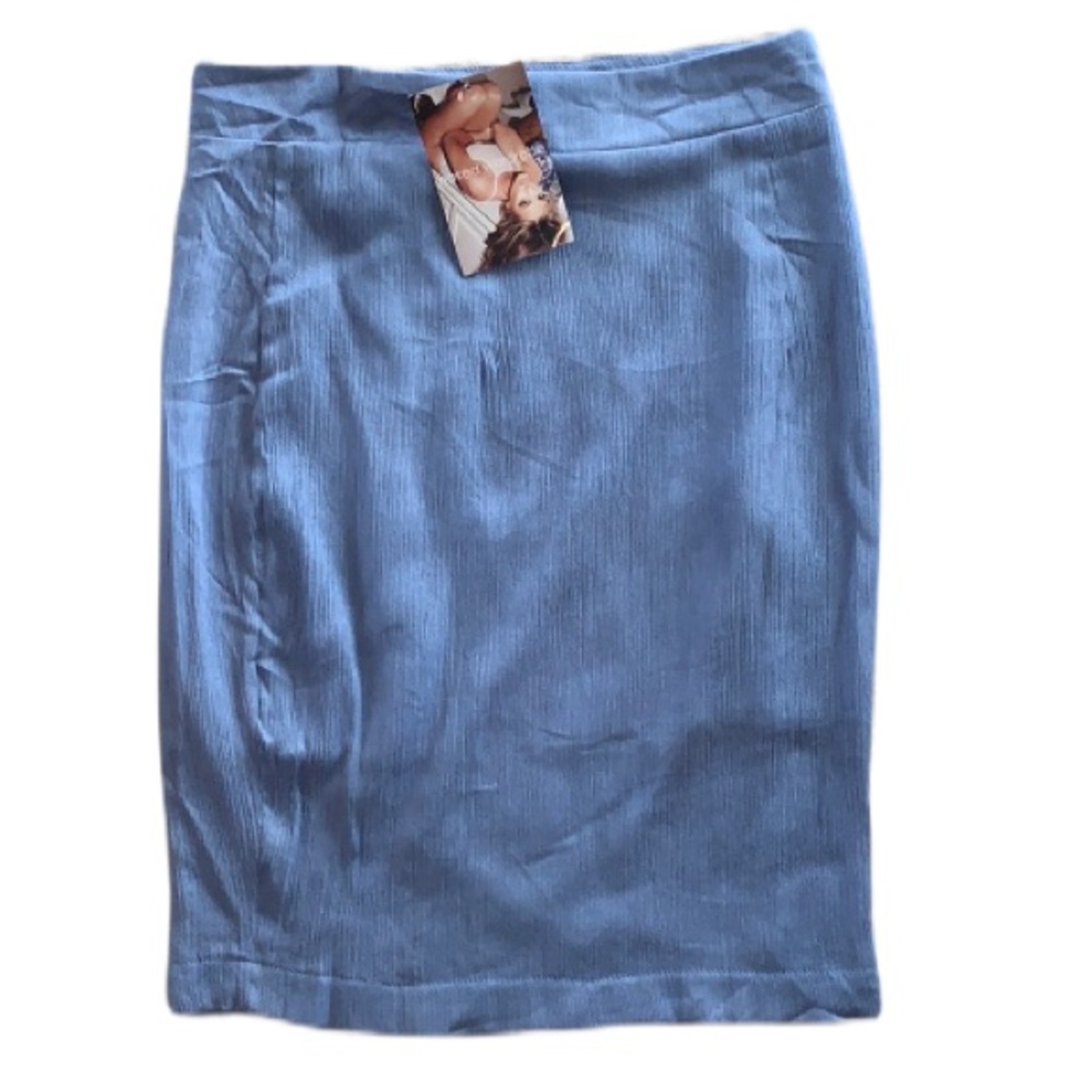 NWT naked wardrobe Blue Crinkle Midi Skirt